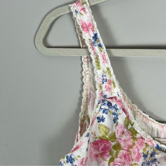 Abercrombie & Fitch Floral Lace Tank Top Y2K Ruffles Women's Medium Vintage - Picture 5 of 9